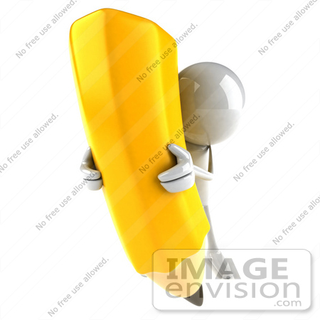 #44094 Royalty-Free (RF) Illustration of a 3d White Man Mascot Holding A Large Pencil - Version 5 by Julos