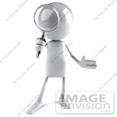 #44095 Royalty-Free (RF) Illustration of a 3d White Man Mascot Using A Magnifying Glass - Version 5 by Julos