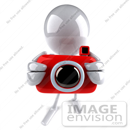 #44113 Royalty-Free (RF) Illustration of a 3d White Man Mascot Taking Pictures With A Camera - Version 4 by Julos