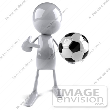 #44117 Royalty-Free (RF) Illustration of a 3d White Man Mascot Playing Soccer - Version 1 by Julos