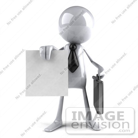 #44121 Royalty-Free (RF) Illustration of a 3d White Man Mascot Holding A Contract - Version 1 by Julos