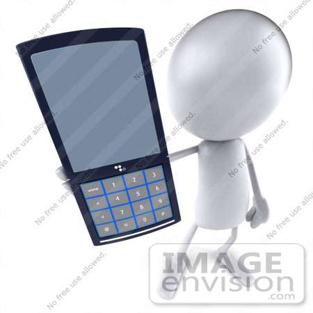 #44125 Royalty-Free (RF) Illustration of a 3d White Man Mascot Holding A Cell Phone - Version 2 by Julos