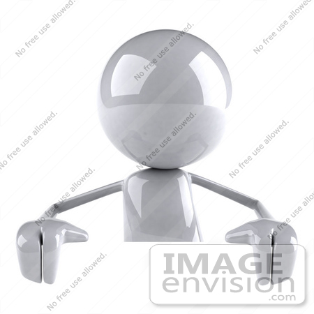 #44128 Royalty-Free (RF) Illustration of a 3d White Man Mascot Standing Behind A Blank Sign by Julos