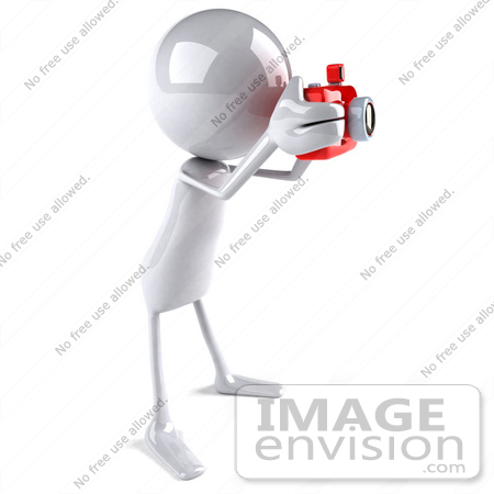 #44129 Royalty-Free (RF) Illustration of a 3d White Man Mascot Taking Pictures With A Camera - Version 3 by Julos