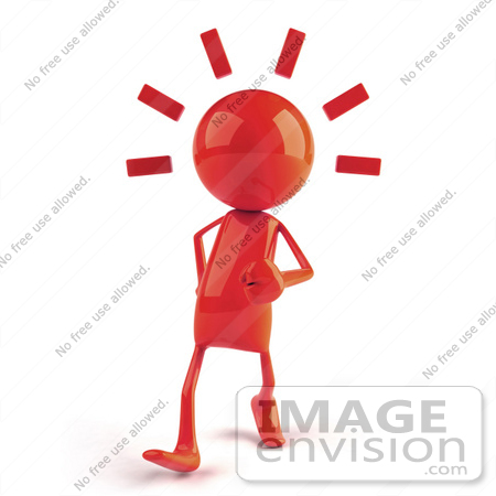 #44131 Royalty-Free (RF) Illustration of a 3d Red Man Mascot Walking by Julos