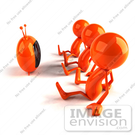 #44141 Royalty-Free (RF) Illustration of 3d Red Man Characters Watching TV by Julos