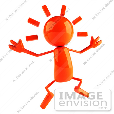 #44142 Royalty-Free (RF) Illustration of a 3d Red Man Mascot Jumping by Julos