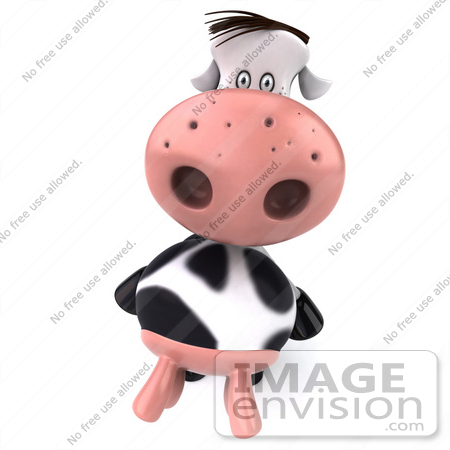 #44152 Royalty-Free (RF) Illustration of a 3d Dairy Cow Mascot Looking Up by Julos