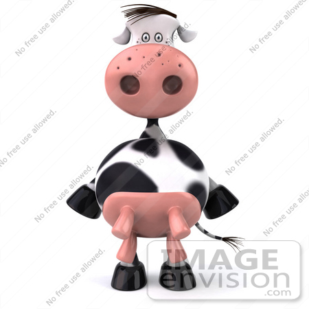 #44154 Royalty-Free (RF) Illustration of a 3d Dairy Cow Mascot Standing And Facing Front by Julos