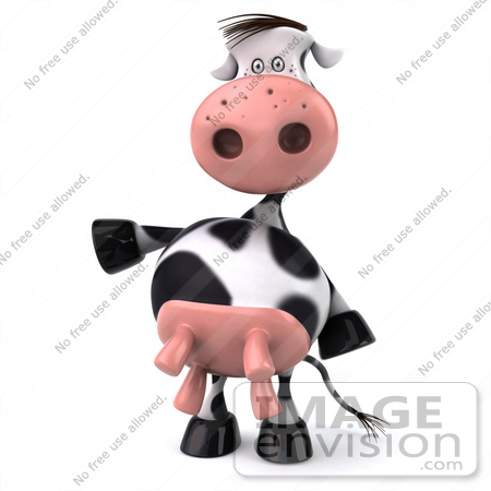 #44157 Royalty-Free (RF) Illustration of a 3d Dairy Cow Mascot Dancing - Pose 3 by Julos
