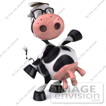 #44158 Royalty-Free (RF) Illustration of a 3d Dairy Cow Mascot Dancing - Pose 2 by Julos