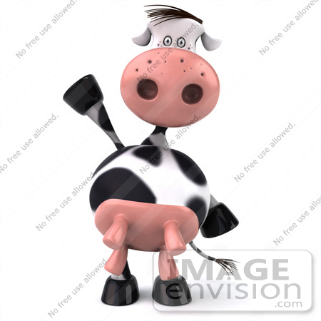 #44160 Royalty-Free (RF) Illustration of a 3d Dairy Cow Mascot Waving by Julos