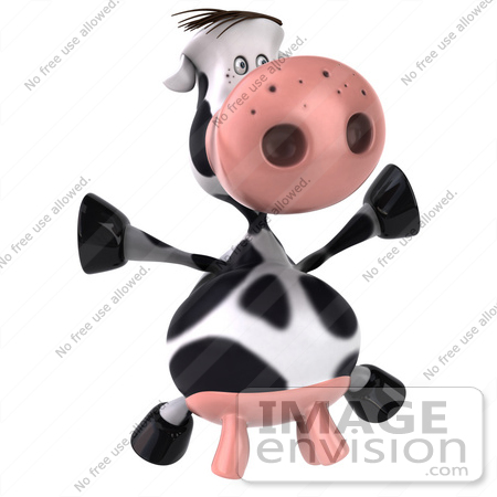 #44161 Royalty-Free (RF) Illustration of a 3d Dairy Cow Mascot Dancing - Pose 5 by Julos