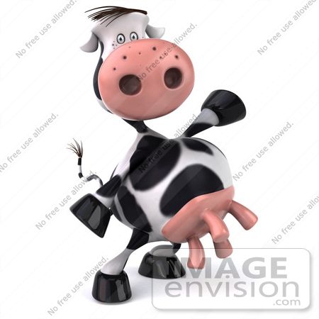 #44162 Royalty-Free (RF) Illustration of a 3d Dairy Cow Mascot Dancing - Pose 4 by Julos