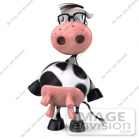 #44164 Royalty-Free (RF) Illustration of a 3d Dairy Cow Mascot Dancing - Pose 1 by Julos