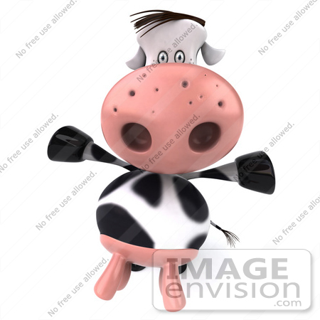 #44165 Royalty-Free (RF) Illustration of a 3d Dairy Cow Mascot Holding His Arms Out by Julos