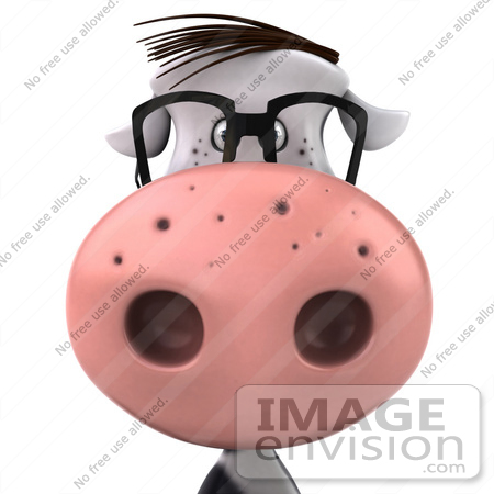 #44168 Royalty-Free (RF) Illustration of a 3d Dairy Cow Mascot Wearing Glasses by Julos