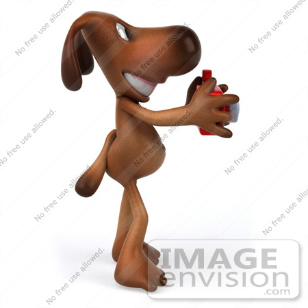#44175 Royalty-Free (RF) Cartoon Illustration of a 3d Brown Dog Mascot Taking Pictures - Pose 2 by Julos