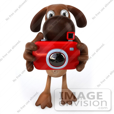 #44179 Royalty-Free (RF) Cartoon Illustration of a 3d Brown Dog Mascot Taking Pictures - Pose 1 by Julos