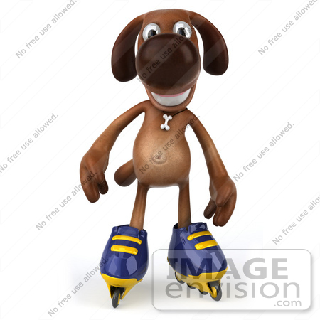 #44180 Royalty-Free (RF) Cartoon Illustration of a 3d Brown Dog Mascot Roller Blading - Pose 2 by Julos