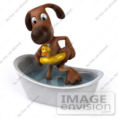 #44185 Royalty-Free (RF) Cartoon Illustration of a 3d Brown Dog Mascot Taking a Bath - Pose 2 by Julos