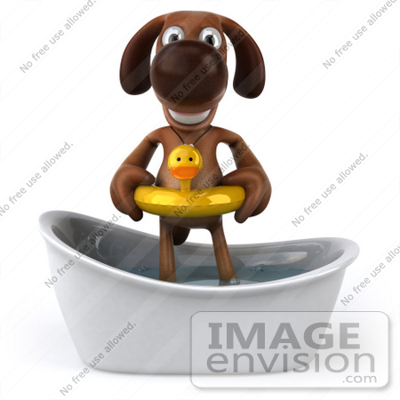 #44186 Royalty-Free (RF) Cartoon Illustration of a 3d Brown Dog Mascot Taking a Bath - Pose 1 by Julos