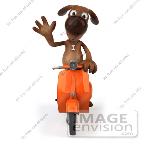 #44189 Royalty-Free (RF) Cartoon Illustration of a 3d Brown Dog Mascot Riding a Scooter - Pose 2 by Julos