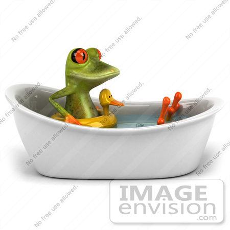 #44190 Royalty-Free (RF) Illustration of a 3d Red Eyed Tree Frog Mascot Taking a Bath - Pose 4 by Julos