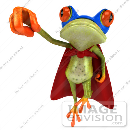 #44196 Royalty-Free (RF) Illustration of a 3d Red Eyed Tree Frog Mascot Super Hero - Pose 7 by Julos