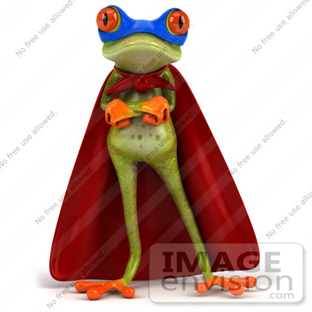 #44199 Royalty-Free (RF) Illustration of a 3d Red Eyed Tree Frog Mascot Super Hero - Pose 1 by Julos