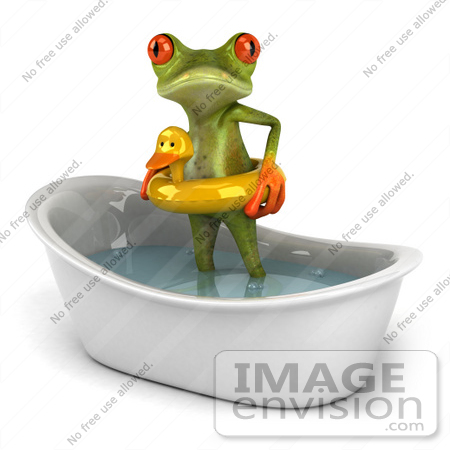 #44200 Royalty-Free (RF) Illustration of a 3d Red Eyed Tree Frog Mascot Taking a Bath - Pose 2 by Julos