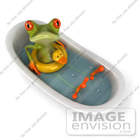 #44203 Royalty-Free (RF) Illustration of a 3d Red Eyed Tree Frog Mascot Taking a Bath - Pose 5 by Julos