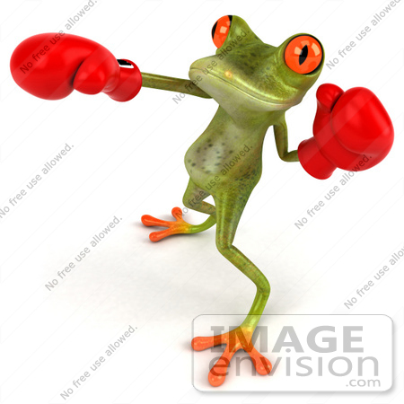 #44205 Royalty-Free (RF) Illustration of a 3d Red Eyed Tree Frog Mascot Boxing - Version 2 by Julos