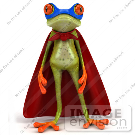 #44206 Royalty-Free (RF) Illustration of a 3d Red Eyed Tree Frog Mascot Super Hero - Pose 3 by Julos