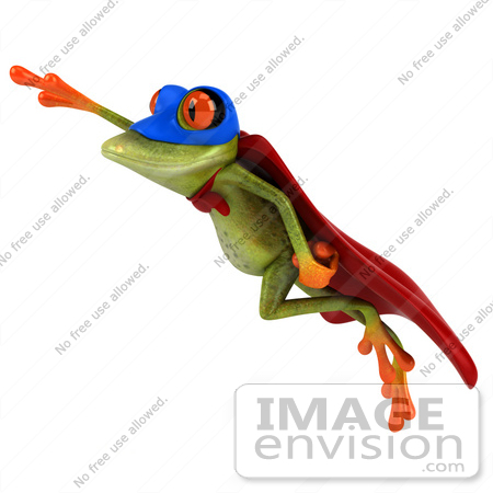 #44207 Royalty-Free (RF) Illustration of a 3d Red Eyed Tree Frog Mascot Super Hero - Pose 8 by Julos