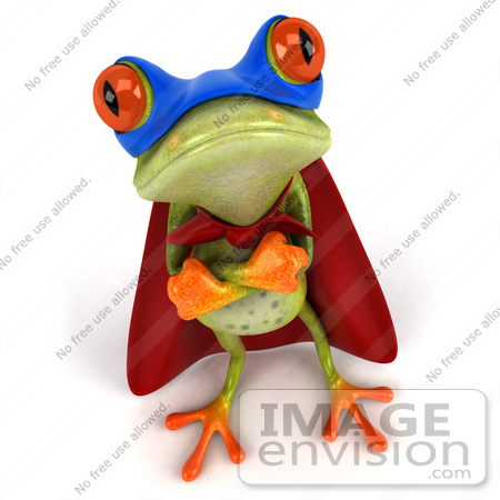 #44208 Royalty-Free (RF) Illustration of a 3d Red Eyed Tree Frog Mascot Super Hero - Pose 5 by Julos
