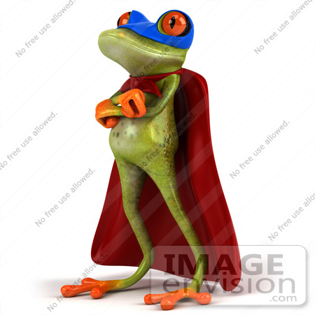 #44210 Royalty-Free (RF) Illustration of a 3d Red Eyed Tree Frog Mascot Super Hero - Pose 4 by Julos