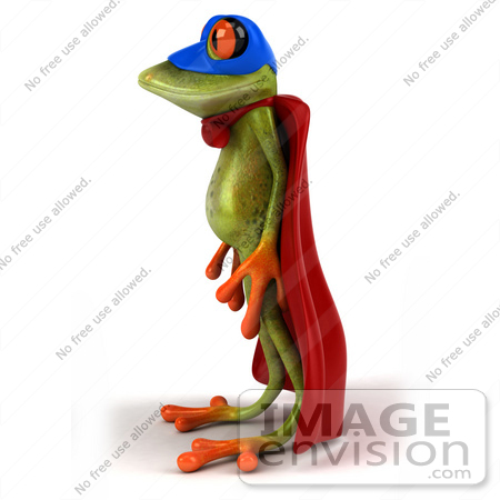 #44215 Royalty-Free (RF) Illustration of a 3d Red Eyed Tree Frog Mascot Super Hero - Pose 2 by Julos