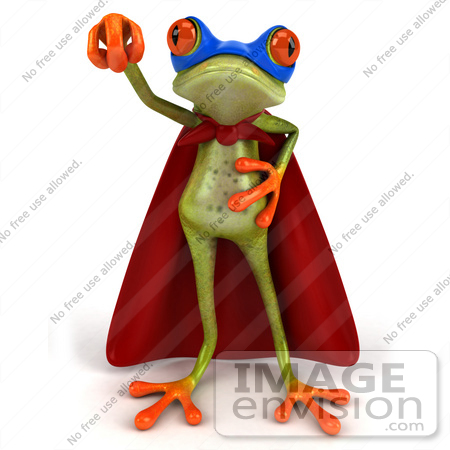 #44218 Royalty-Free (RF) Illustration of a 3d Red Eyed Tree Frog Mascot Super Hero - Pose 6 by Julos