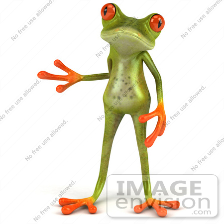 #44219 Royalty-Free (RF) Illustration of a 3d Red Eyed Tree Frog Mascot With One Hand at His Side by Julos