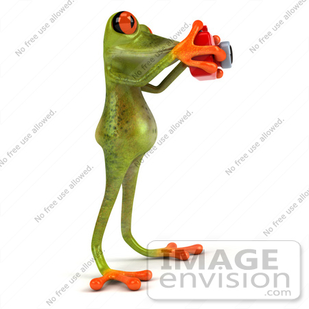 #44220 Royalty-Free (RF) Illustration of a 3d Red Eyed Tree Frog Mascot Taking Pictures - Pose 2 by Julos