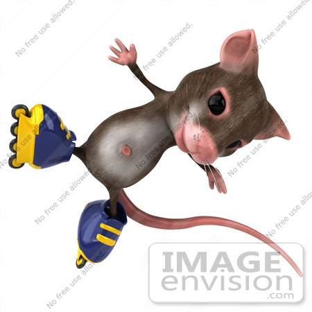 #44224 Royalty-Free (RF) Illustration of a 3d Mouse Mascot Roller Blading - Pose 7 by Julos