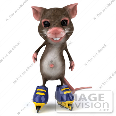 #44225 Royalty-Free (RF) Illustration of a 3d Mouse Mascot Roller Blading - Pose 2 by Julos