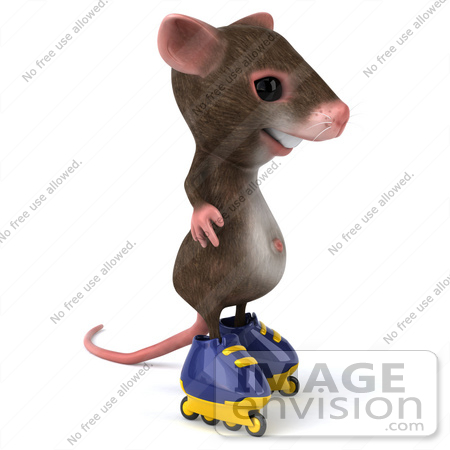 #44226 Royalty-Free (RF) Illustration of a 3d Mouse Mascot Roller Blading - Pose 1 by Julos