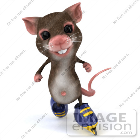 #44229 Royalty-Free (RF) Illustration of a 3d Mouse Mascot Roller Blading - Pose 3 by Julos