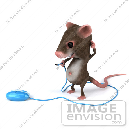 #44232 Royalty-Free (RF) Illustration of a 3d Mouse Mascot Holding a Blue Computer Mouse by Julos