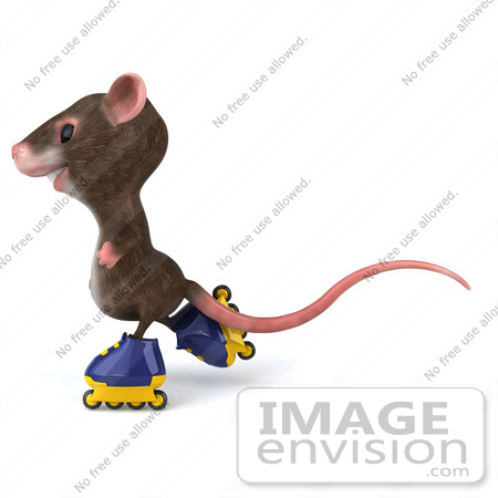 #44233 Royalty-Free (RF) Illustration of a 3d Mouse Mascot Roller Blading - Pose 4 by Julos