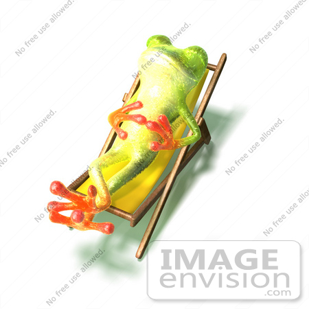 #44241 Royalty-Free (RF) Illustration of a Cute Green 3d Frog Sun Bathing - Pose 2 by Julos