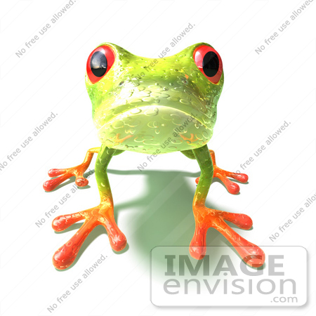 #44257 Royalty-Free (RF) Illustration of a Cute Green 3d Frog On All Fours, Looking Forward - Version 2 by Julos