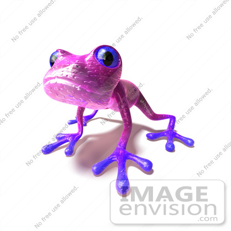 #44273 Royalty-Free (RF) Illustration of a Cute 3d Purple Frog Curiously Looking At The Viewer by Julos